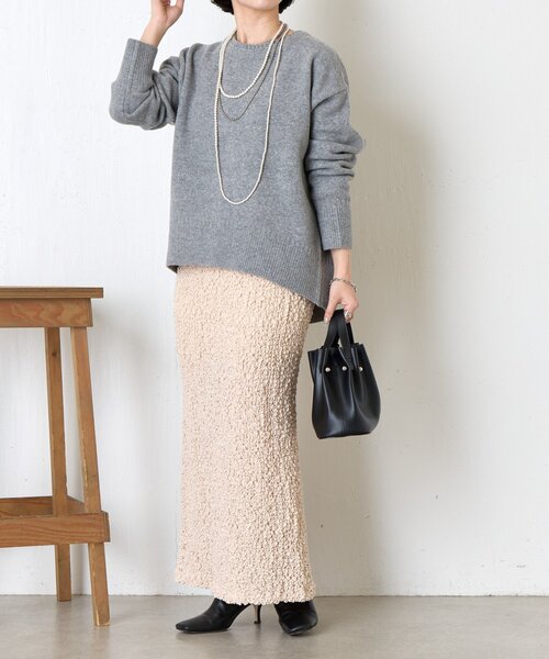 Jena espace merveilleux（ジェナ　エスパスメルヴェイユ）の「バックテープラメニット（ニット/セーター・レディース・チャコールグレー/ベージュ/グリーン・FREE）」の21枚目の写真