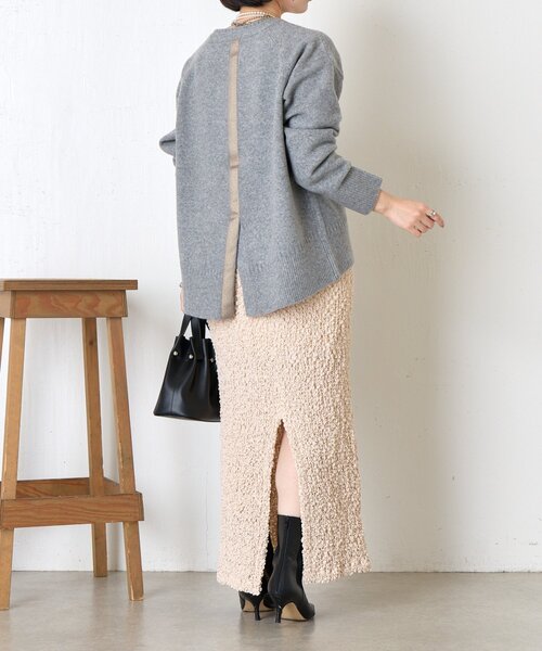 Jena espace merveilleux（ジェナ　エスパスメルヴェイユ）の「バックテープラメニット（ニット/セーター・レディース・チャコールグレー/ベージュ/グリーン・FREE）」の22枚目の写真