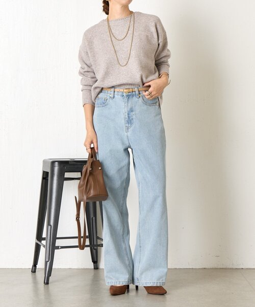 Jena espace merveilleux（ジェナ　エスパスメルヴェイユ）の「バックテープラメニット（ニット/セーター・レディース・チャコールグレー/ベージュ/グリーン・FREE）」の17枚目の写真