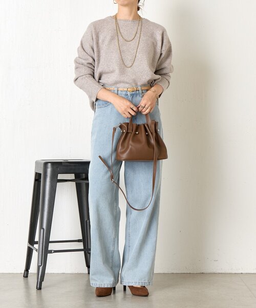 Jena espace merveilleux（ジェナ　エスパスメルヴェイユ）の「バックテープラメニット（ニット/セーター・レディース・チャコールグレー/ベージュ/グリーン・FREE）」の14枚目の写真