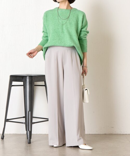 Jena espace merveilleux（ジェナ　エスパスメルヴェイユ）の「バックテープラメニット（ニット/セーター・レディース・チャコールグレー/ベージュ/グリーン・FREE）」の10枚目の写真