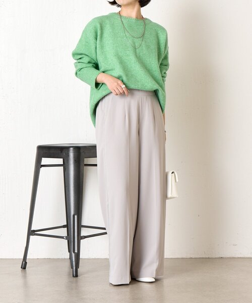 Jena espace merveilleux（ジェナ　エスパスメルヴェイユ）の「バックテープラメニット（ニット/セーター・レディース・チャコールグレー/ベージュ/グリーン・FREE）」の7枚目の写真