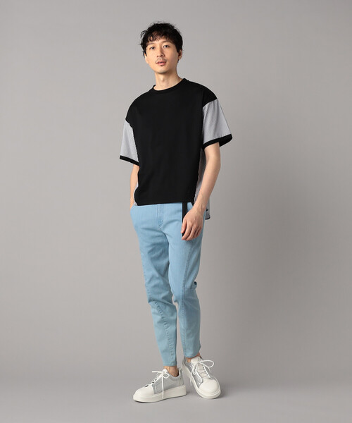 β MEN(ベータメン)の「ストライプ切替 Tシャツ(Tシャツ/カットソー・メンズ・ブラック・M/L)」の2枚目の写真