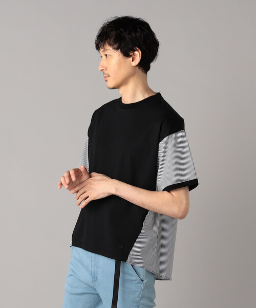 β MEN(ベータメン)の「ストライプ切替 Tシャツ(Tシャツ/カットソー・メンズ・ブラック・M/L)」の3枚目の写真