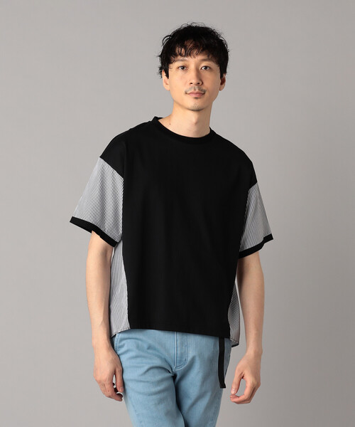 β MEN(ベータメン)の「ストライプ切替 Tシャツ(Tシャツ/カットソー・メンズ・ブラック・M/L)」の4枚目の写真