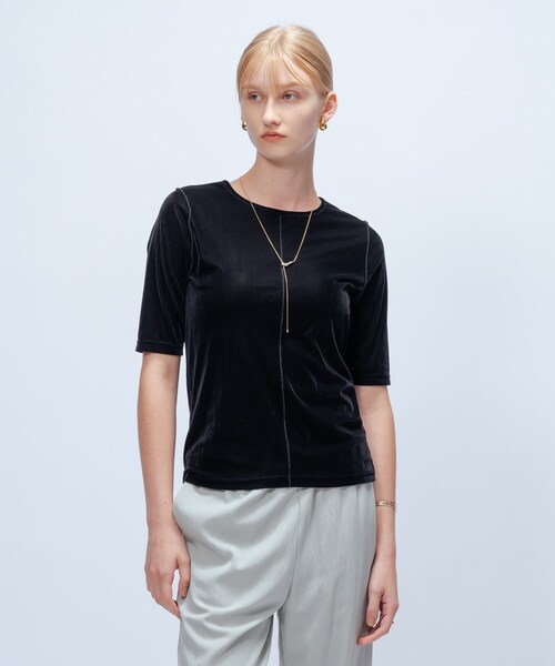 cloenc(クロエンス)の「【手洗い可】フロッキーベロアトップス(Tシャツ/カットソー・レディース・キャメル/オフホワイト/ブラック・02)」の20枚目の写真
