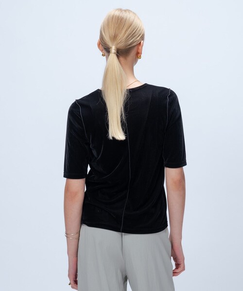 cloenc(クロエンス)の「【手洗い可】フロッキーベロアトップス(Tシャツ/カットソー・レディース・キャメル/オフホワイト/ブラック・02)」の22枚目の写真