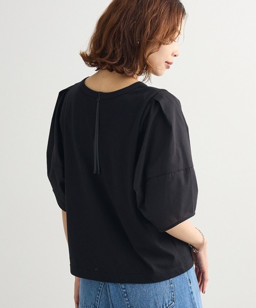 ELENCARE DUE（エレンカーレデュエ）の「・ELENCARE DUE バックZIPハイブリットT（Tシャツ/カットソー・レディース・ブラウン/ブラック/チャコールグレー/オフホワイト・FREE）」の2枚目の写真