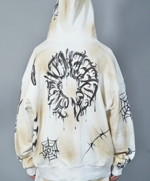 Lovekiller ラブキラークモの巣デザイン フード付きパーカー