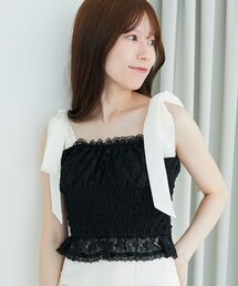 MAJESTIC LEGON | 配色肩リボンビスチェ(キャミソール)