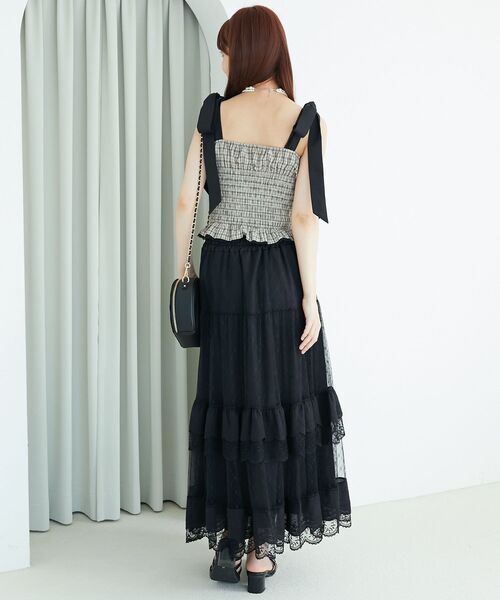 MAJESTIC LEGON（マジェスティックレゴン）の「配色肩リボンビスチェ（キャミソール・レディース・アイボリー/ベージュ系その他2/ブラック・MEDIUM）」の15枚目の写真