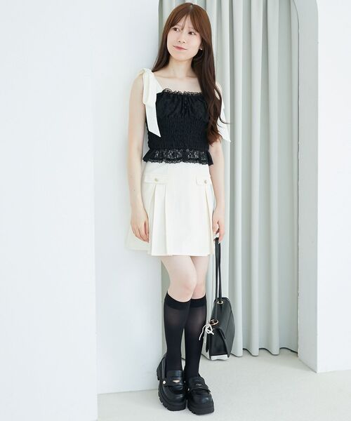 MAJESTIC LEGON（マジェスティックレゴン）の「配色肩リボンビスチェ（キャミソール・レディース・アイボリー/ベージュ系その他2/ブラック・MEDIUM）」の22枚目の写真