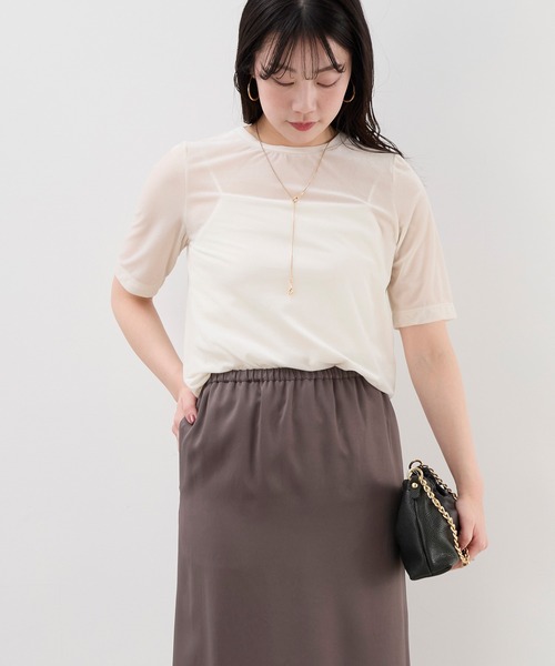 MICA&DEAL（マイカ＆ディール）の「シアーベロアTシャツ（Tシャツ/カットソー・レディース・ブルー/オフホワイト/ブラック/グレイッシュベージュ・FREE）」の5枚目の写真