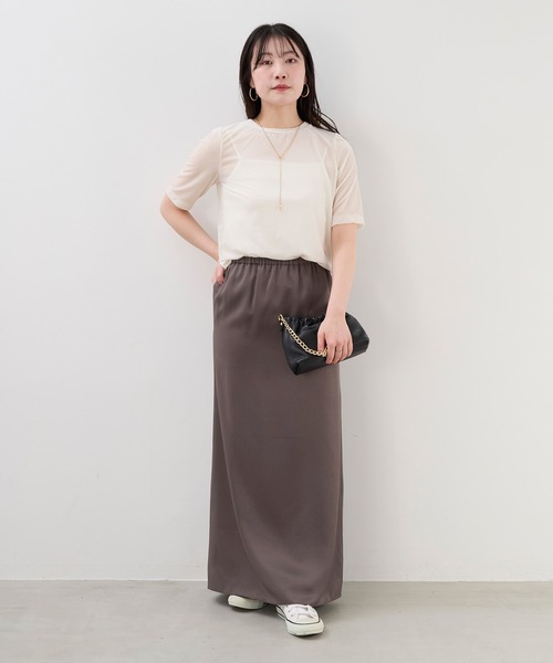 MICA&DEAL（マイカ＆ディール）の「シアーベロアTシャツ（Tシャツ/カットソー・レディース・ブルー/オフホワイト/ブラック/グレイッシュベージュ・FREE）」の6枚目の写真