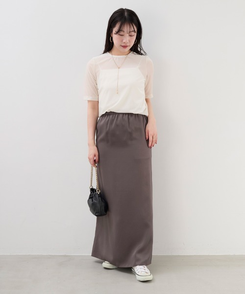 MICA&DEAL（マイカ＆ディール）の「シアーベロアTシャツ（Tシャツ/カットソー・レディース・ブルー/オフホワイト/ブラック/グレイッシュベージュ・FREE）」の7枚目の写真