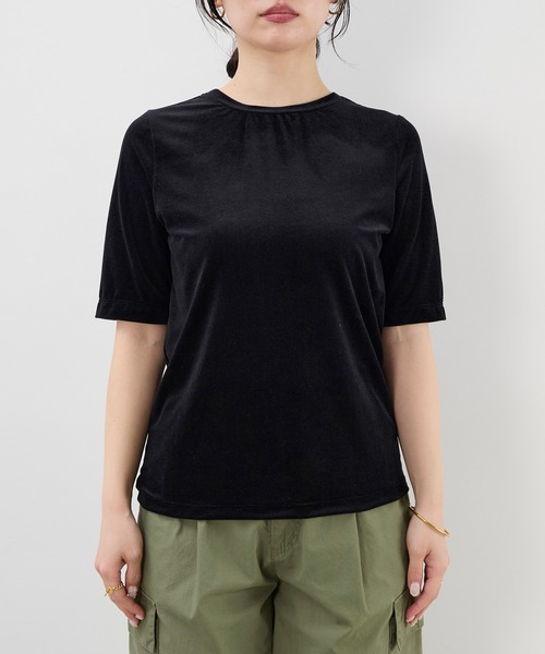 MICA&DEAL（マイカ＆ディール）の「シアーベロアTシャツ（Tシャツ/カットソー・レディース・ブルー/オフホワイト/ブラック/グレイッシュベージュ・FREE）」の17枚目の写真