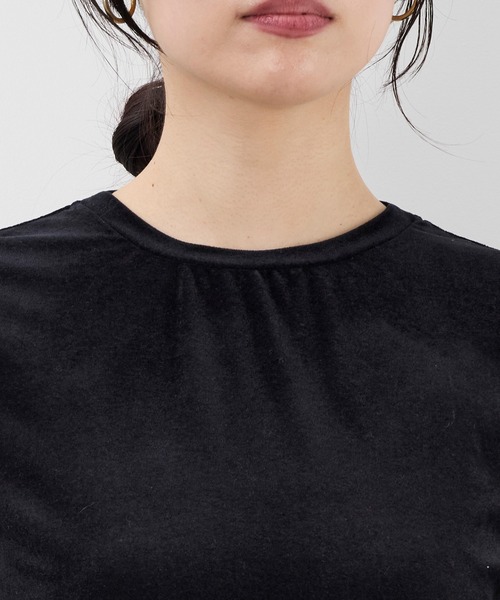 MICA&DEAL（マイカ＆ディール）の「シアーベロアTシャツ（Tシャツ/カットソー・レディース・ブルー/オフホワイト/ブラック/グレイッシュベージュ・FREE）」の21枚目の写真