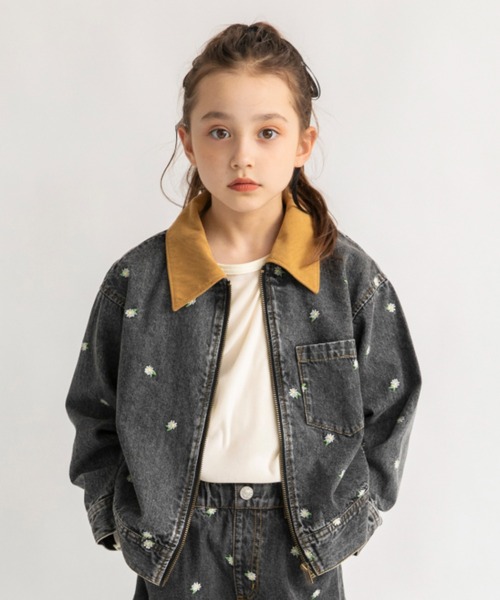 セール】【Ou? by EDWIN】フラワー刺繍デニムジャケット（デニム