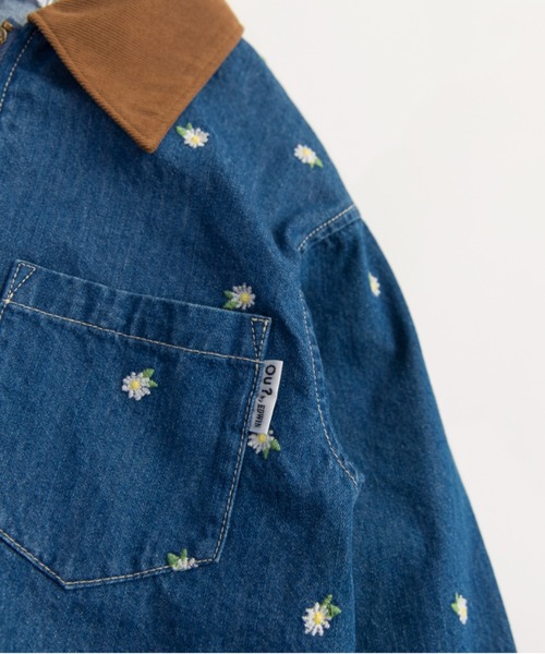 EDWIN（エドウィン）の「【Ou? by EDWIN】フラワー刺繍デニムジャケット（デニムジャケット・キッズ・ブラック/ブルー・140/150/110/100/90/120/130）」の14枚目の写真