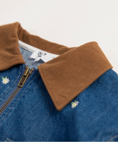 EDWIN（エドウィン）の「【Ou? by EDWIN】フラワー刺繍デニムジャケット（デニムジャケット・キッズ・ブラック/ブルー・140/150/110/100/90/120/130）」の15枚目の写真