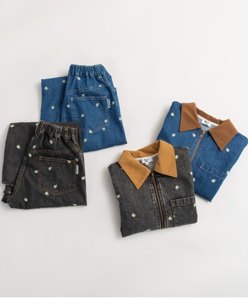 EDWIN（エドウィン）の「【Ou? by EDWIN】フラワー刺繍デニムジャケット（デニムジャケット・キッズ・ブラック/ブルー・140/150/110/100/90/120/130）」の12枚目の写真