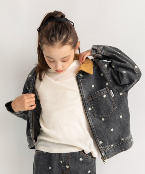 セール】【Ou? by EDWIN】フラワー刺繍デニムジャケット（デニム