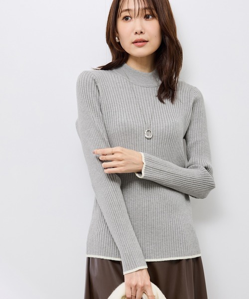 ワイドリブハイネックプルオーバー/イージーケア（ニット/セーター