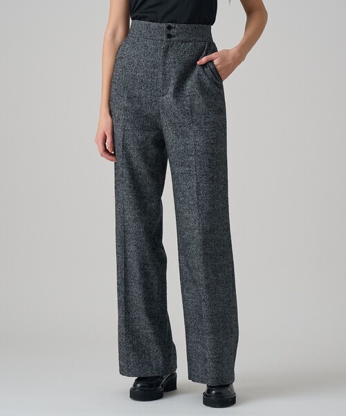ANAYI(アナイ)の「【セットアップ対応商品】ウールシルクツイードワイドパンツ(その他パンツ・レディース・ブラック/ブラウン・38/36)」の2枚目の写真