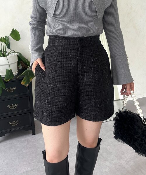 prose verse(プロズヴェール)の「ラメツイードショートパンツ(その他パンツ・レディース・ブラック・LARGE/MEDIUM/SMALL)」の1枚目の写真