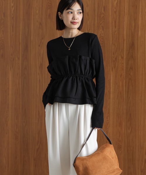 Bou Jeloud(ブージュルード)の「ビスチェ風レイヤードプルオーバー(Tシャツ/カットソー・レディース・ブラック/ベージュ/ブラウン・38)」の4枚目の写真