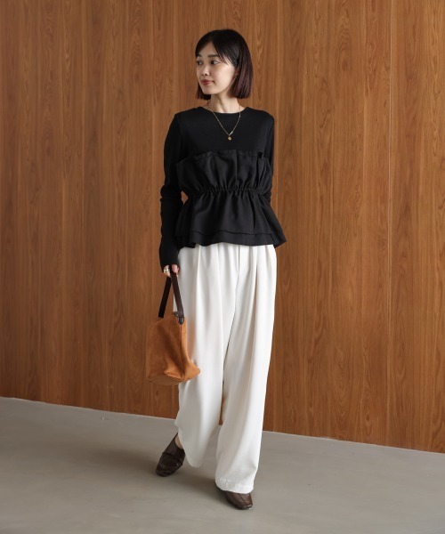 Bou Jeloud(ブージュルード)の「ビスチェ風レイヤードプルオーバー(Tシャツ/カットソー・レディース・ブラック/ベージュ/ブラウン・38)」の6枚目の写真