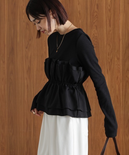 Bou Jeloud(ブージュルード)の「ビスチェ風レイヤードプルオーバー(Tシャツ/カットソー・レディース・ブラック/ベージュ/ブラウン・38)」の5枚目の写真