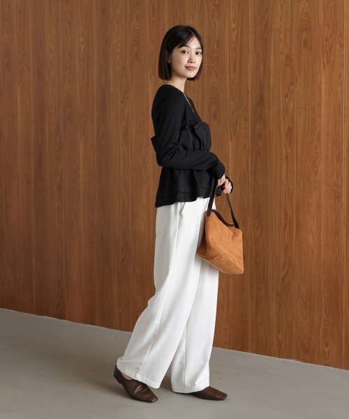 Bou Jeloud(ブージュルード)の「ビスチェ風レイヤードプルオーバー(Tシャツ/カットソー・レディース・ブラック/ベージュ/ブラウン・38)」の9枚目の写真