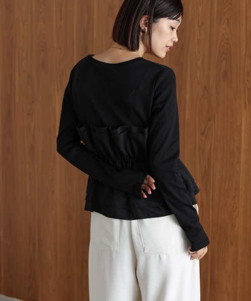 Bou Jeloud(ブージュルード)の「ビスチェ風レイヤードプルオーバー(Tシャツ/カットソー・レディース・ブラック/ベージュ/ブラウン・38)」の13枚目の写真