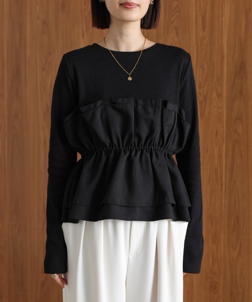 Bou Jeloud(ブージュルード)の「ビスチェ風レイヤードプルオーバー(Tシャツ/カットソー・レディース・ブラック/ベージュ/ブラウン・38)」の10枚目の写真