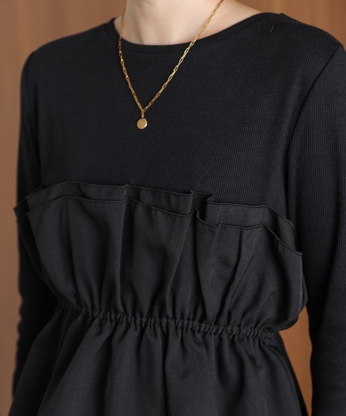 Bou Jeloud(ブージュルード)の「ビスチェ風レイヤードプルオーバー(Tシャツ/カットソー・レディース・ブラック/ベージュ/ブラウン・38)」の14枚目の写真