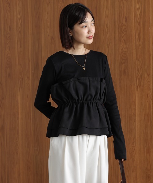 Bou Jeloud(ブージュルード)の「ビスチェ風レイヤードプルオーバー(Tシャツ/カットソー・レディース・ブラック/ベージュ/ブラウン・38)」の7枚目の写真