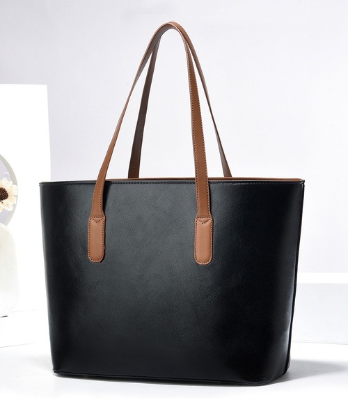 florist（フローリスト）の「【ポーチチャーム付・A4収納可】レザーライクバイカラートートバッグ/ビジネスバッグ（ビジネスバッグ・レディース・オフホワイト/ブラック/モカ/キャメル・FREE）」の22枚目の写真