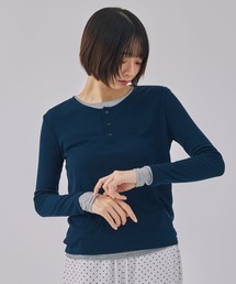 【Unblend】2ピースセット ヘンリーネック/クルーネック レイヤードロンT