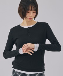 Unblend | 【Unblend】2ピースセット ヘンリーネック/クルーネック レイヤードロンT(Tシャツ/カットソー)