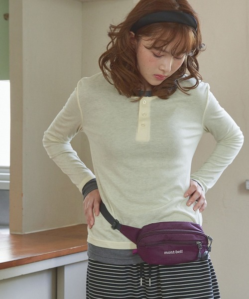 Unblend（アンブレンド）の「【Unblend】2ピースセット ヘンリーネック/クルーネック レイヤードロンT（Tシャツ/カットソー・レディース・ブラック/イエロー/ネイビー/チャコール・FREE）」の14枚目の写真