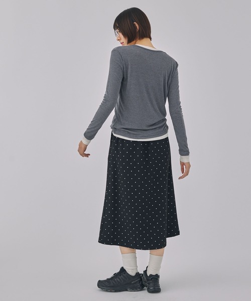 Unblend】2ピースセット ヘンリーネック/クルーネック レイヤードロンT