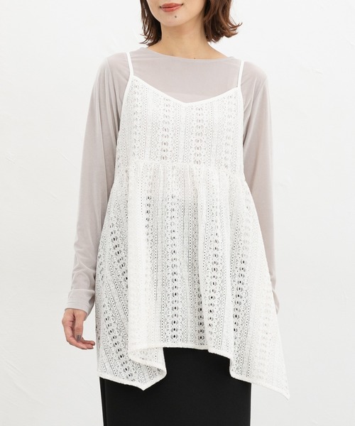 Honeys（ハニーズ）の「レースキャミチュニック（キャミソール・レディース・ブラック/アイボリー/ブラウン・LL/L/M）」の19枚目の写真