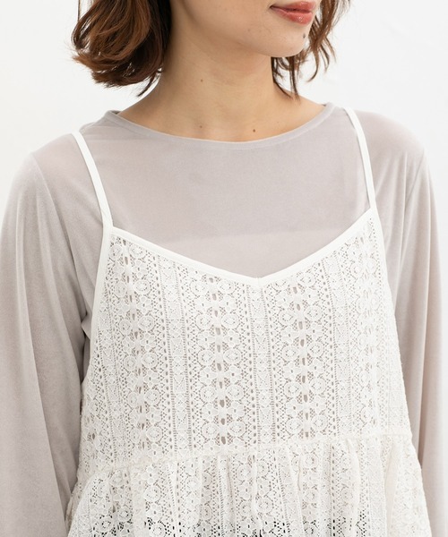 Honeys（ハニーズ）の「レースキャミチュニック（キャミソール・レディース・ブラック/アイボリー/ブラウン・LL/L/M）」の22枚目の写真