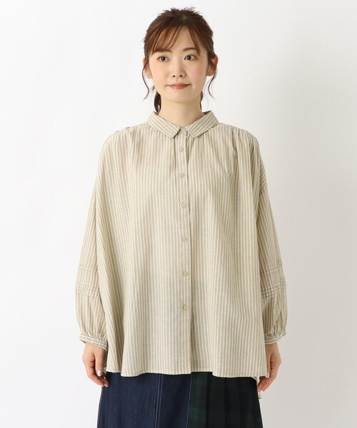 one'sterrace（ワンズテラス）の「袖ピンタック入りブラウス（シャツ/ブラウス・レディース・オリーブ系3/ブラック系8/アイボリー系8・02）」の4枚目の写真