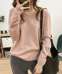 Beststore（ベストストア）の「【12色展開】”春ニットソー” 長袖 Vネックニットプルオーバー（ニット/セーター）」