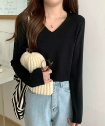 Beststore | 【12色展開】”しっとりニットソー”　長袖　Vネックニットプルオーバー(ニット/セーター)