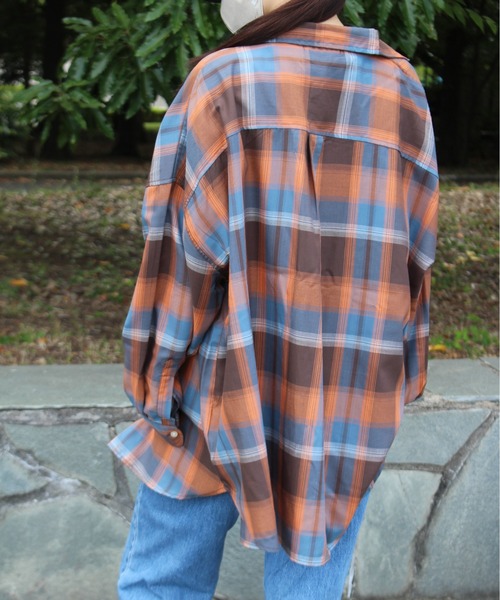 ALWAYS GOOD TIME(オルウェイズグッドタイム)の「【BEVERLY HILLS POLO CLUB/ビバリーヒルズポロクラブ】TRルーズチェック柄長袖シャツ(シャツ/ブラウス・レディース・オレンジ/イエロー/グリーン/グレー/サックスブルー/ブラック・MEDIUM)」の13枚目の写真