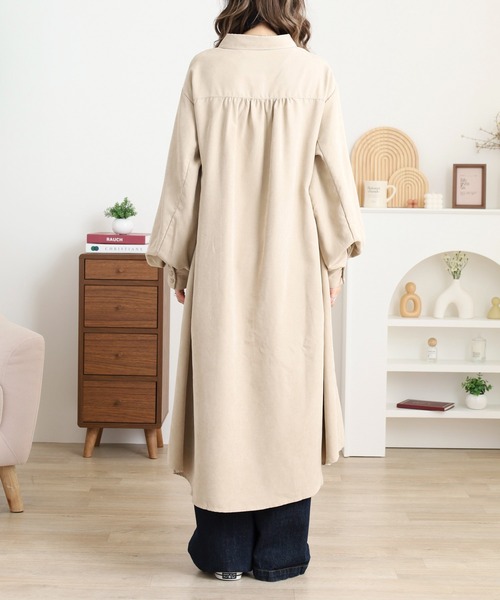 セール】mitis ピーチ起毛袖ボリュームシャツワンピース（シャツ