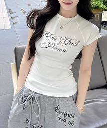 【 MEMECLE / メメクル 】ラインストーン ロゴ 半袖Tシャツ